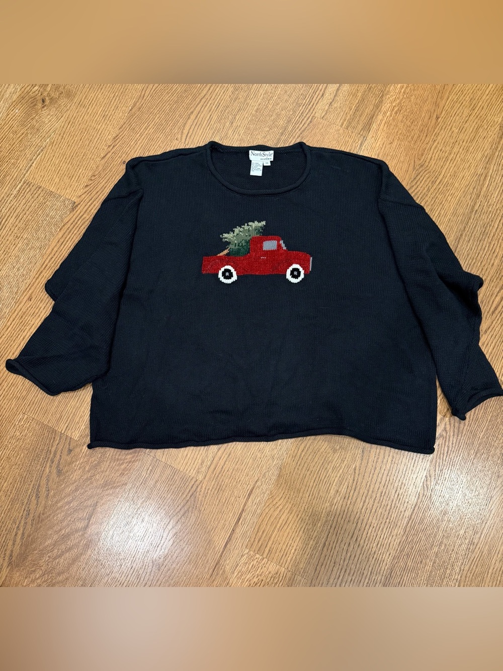 NorthStyle Women’s Old Fashioned Truck with Christmas Tree Knit Sweater Size 3X